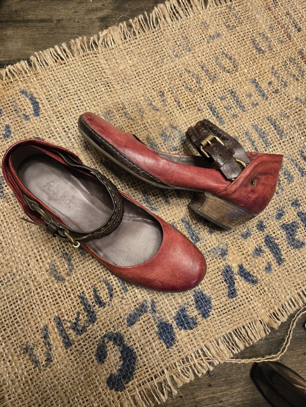 A.S.98 Red Leather Mary Jane Heels EU 38